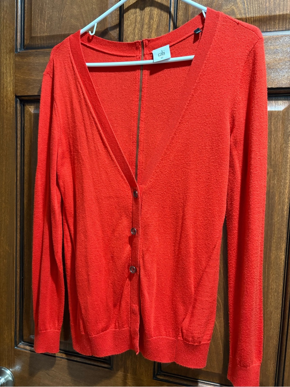 CAbi Red Button Cardigan. XSmall.
